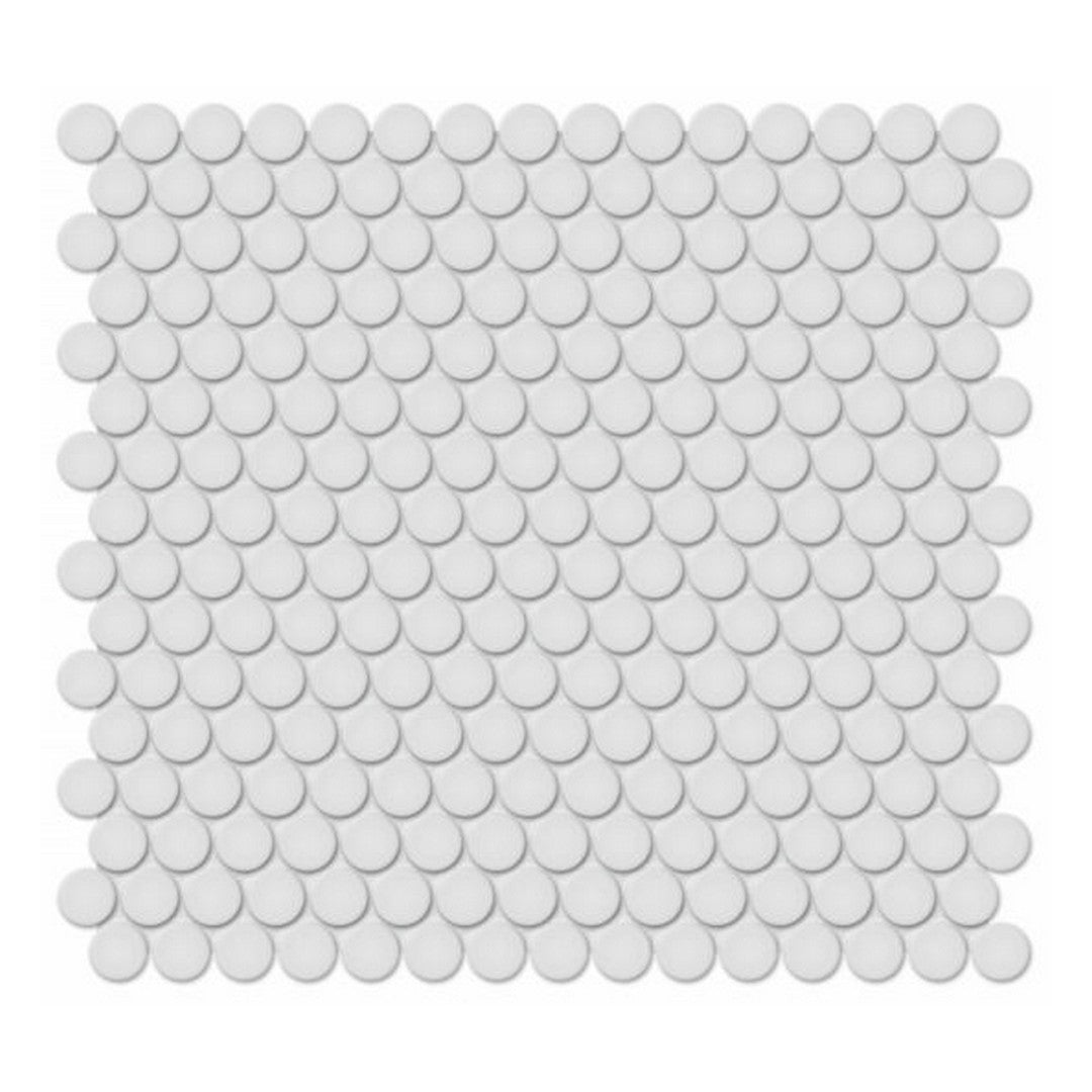 QC Traditions 11.38" x 12.32" Glossy Porcelain Penny Round 0.75" Mosaic