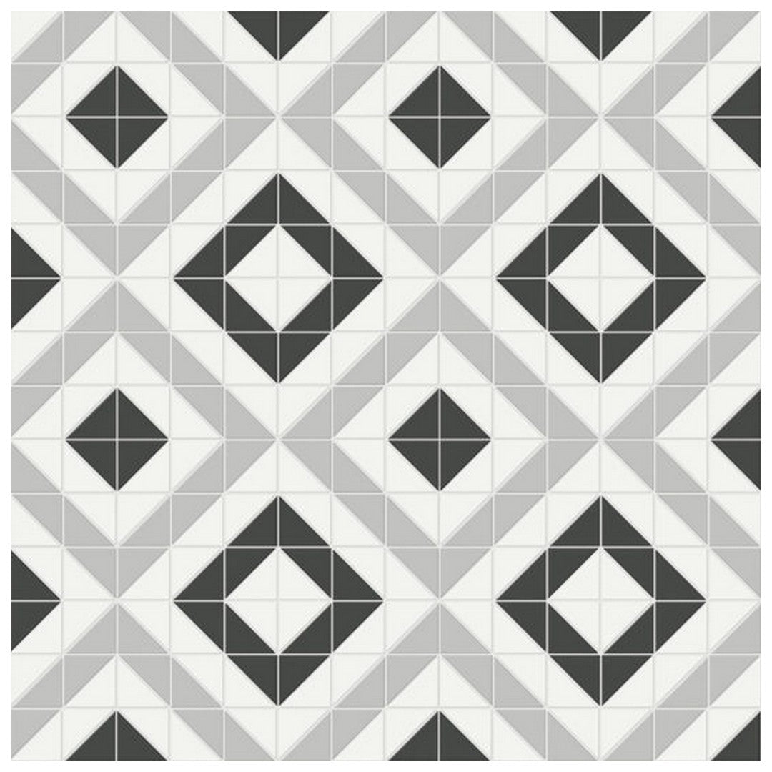 Qualis Ceramica Traditions 10" x 10" Matte Porcelain Cubic Pattern Mosaic
