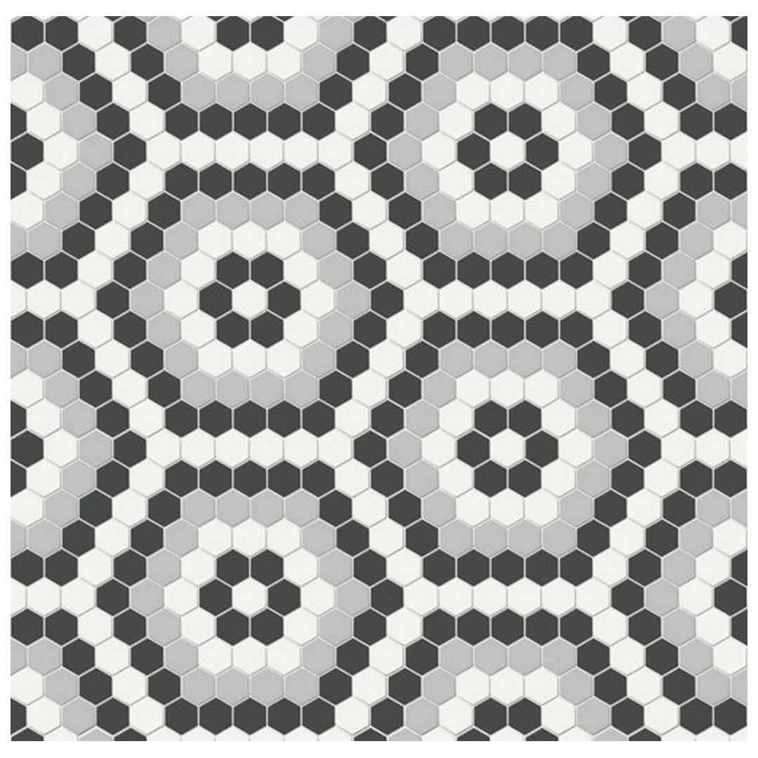 Qualis Ceramica Traditions 8.3" x 14.45" Matte Porcelain Hexagon Pattern Mosaic