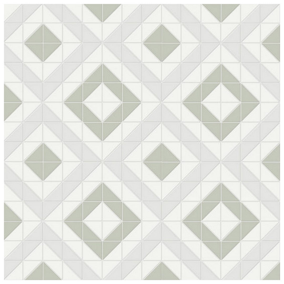 Qualis Ceramica Traditions 10" x 10" Matte Porcelain Cubic Pattern Mosaic
