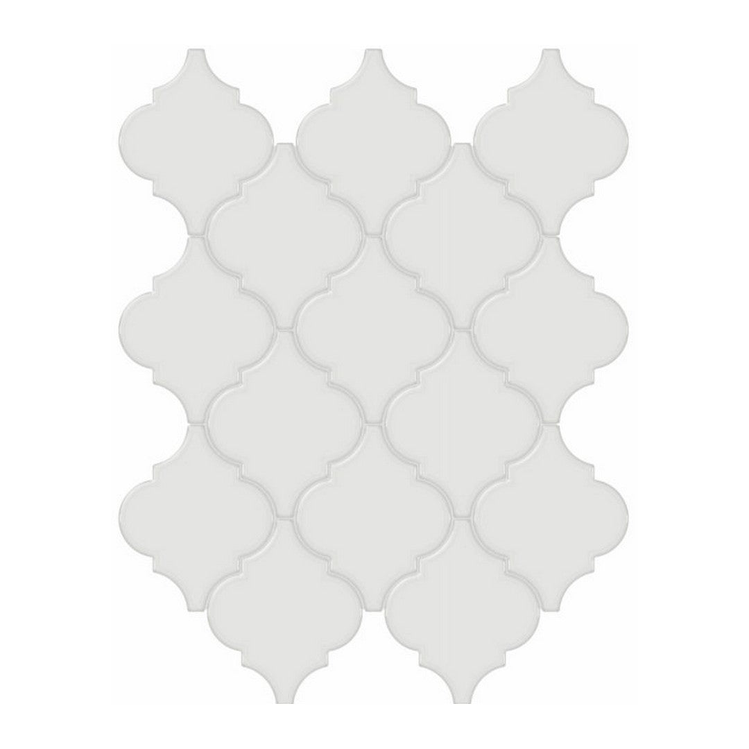 Qualis Ceramica Traditions 10.43" x 13.30" Glossy Porcelain Arabesque Mosaic