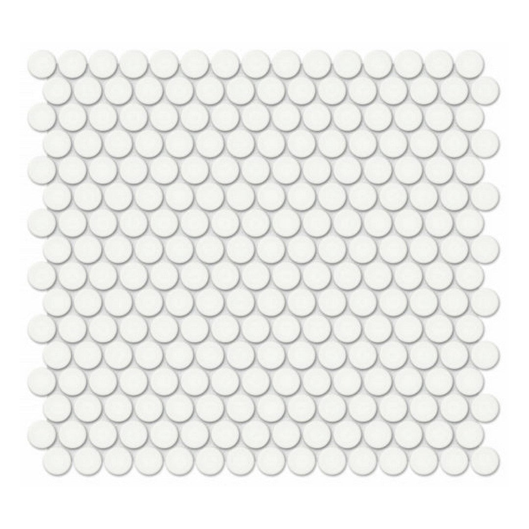 Qualis Ceramica Traditions 11.38" x 12.32" Glossy Porcelain Penny Round 0.75" Mosaic