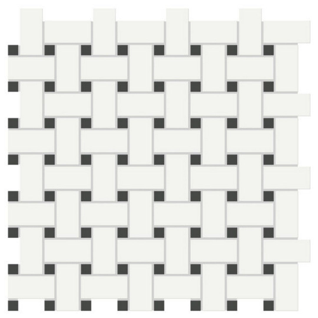 Qualis Ceramica Traditions 11.73" x 11.73" Matte Porcelain Basketweave Mosaic