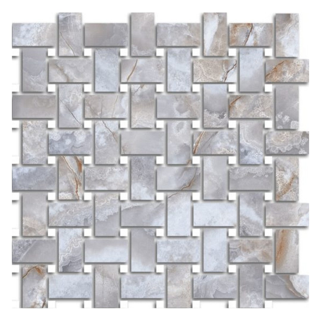 Qualis Ceramica Treasure 12" x 12" Polished Porcelain Basketweave Mosaic