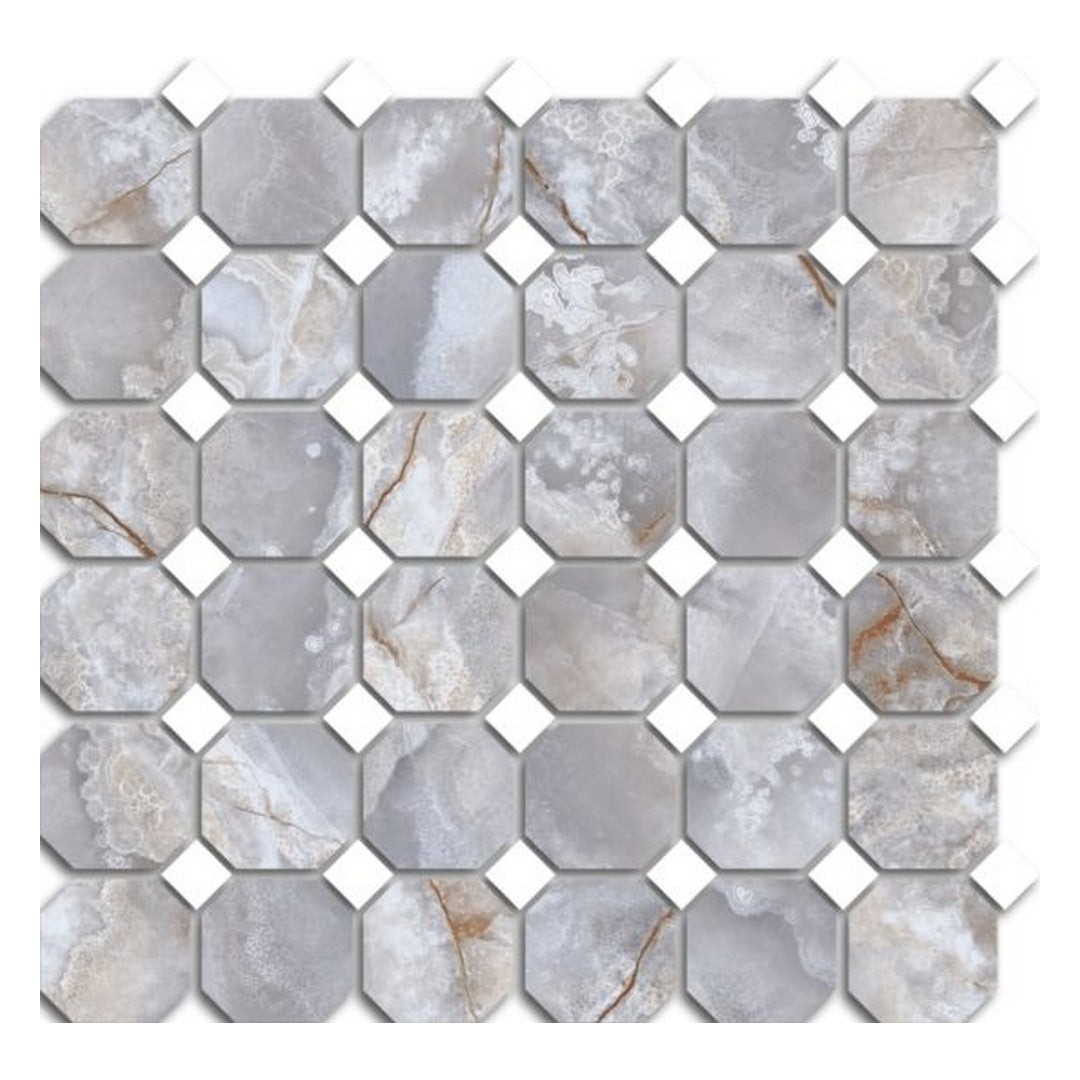 Qualis Ceramica Treasure 12" x 12" Polished Porcelain Octagon Dot Mosaic