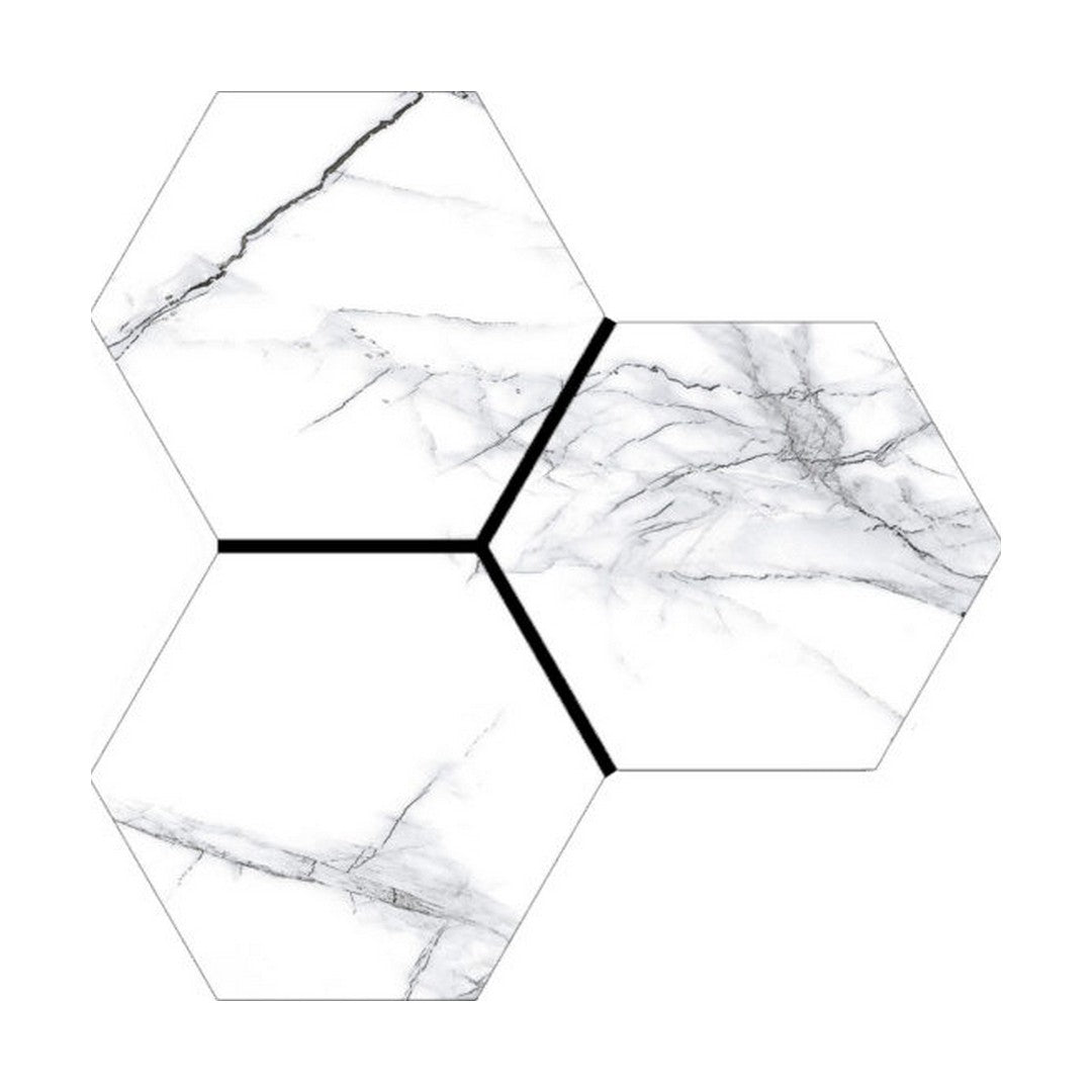 Qualis Ceramica Treasure 6" x 6" Carved Porcelain Hexagon Tile