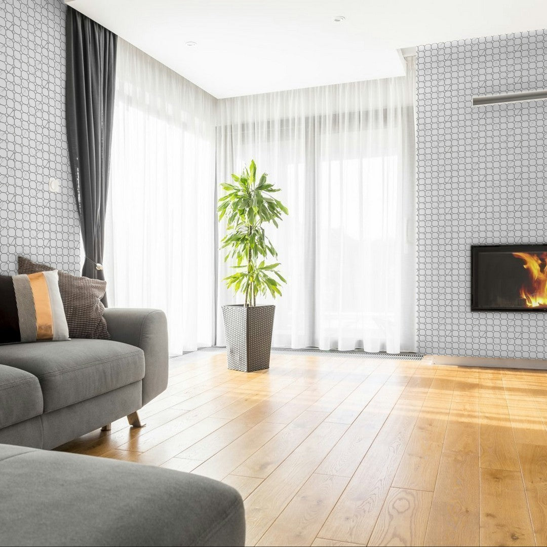 Qualis-Ceramica-Treasure-12-x-12-Polished-Porcelain-Octagon-Dot-Mosaic-Ice-White-Poli