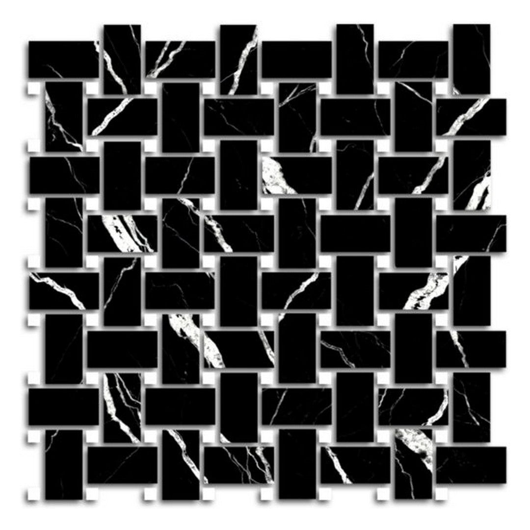 Qualis Ceramica Treasure 12" x 12" Polished Porcelain Basketweave Mosaic