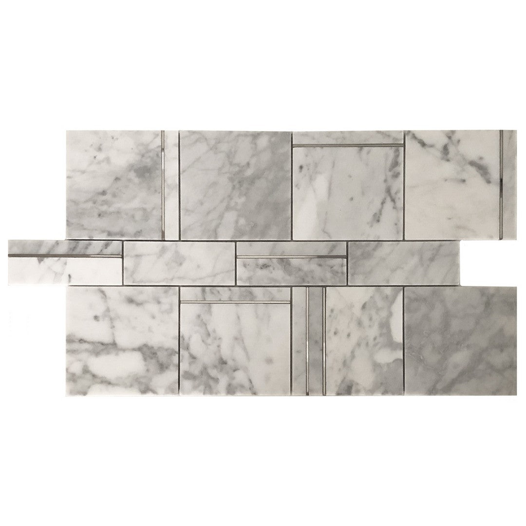 Ottimo-Rodeo-11.5-x-19-Matte-Stone-&-Stainless-Steel-Mosaic-Carrara