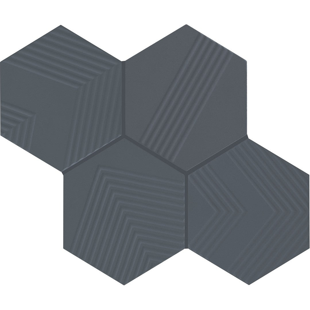 Marazzi Rhyme and Reason 4" x 5" Matte Ceramic Ripple Hexagon Tile