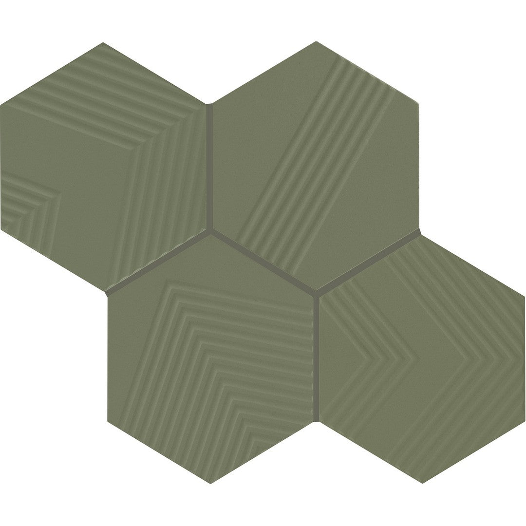 Marazzi Rhyme and Reason 4" x 5" Matte Ceramic Ripple Hexagon Tile