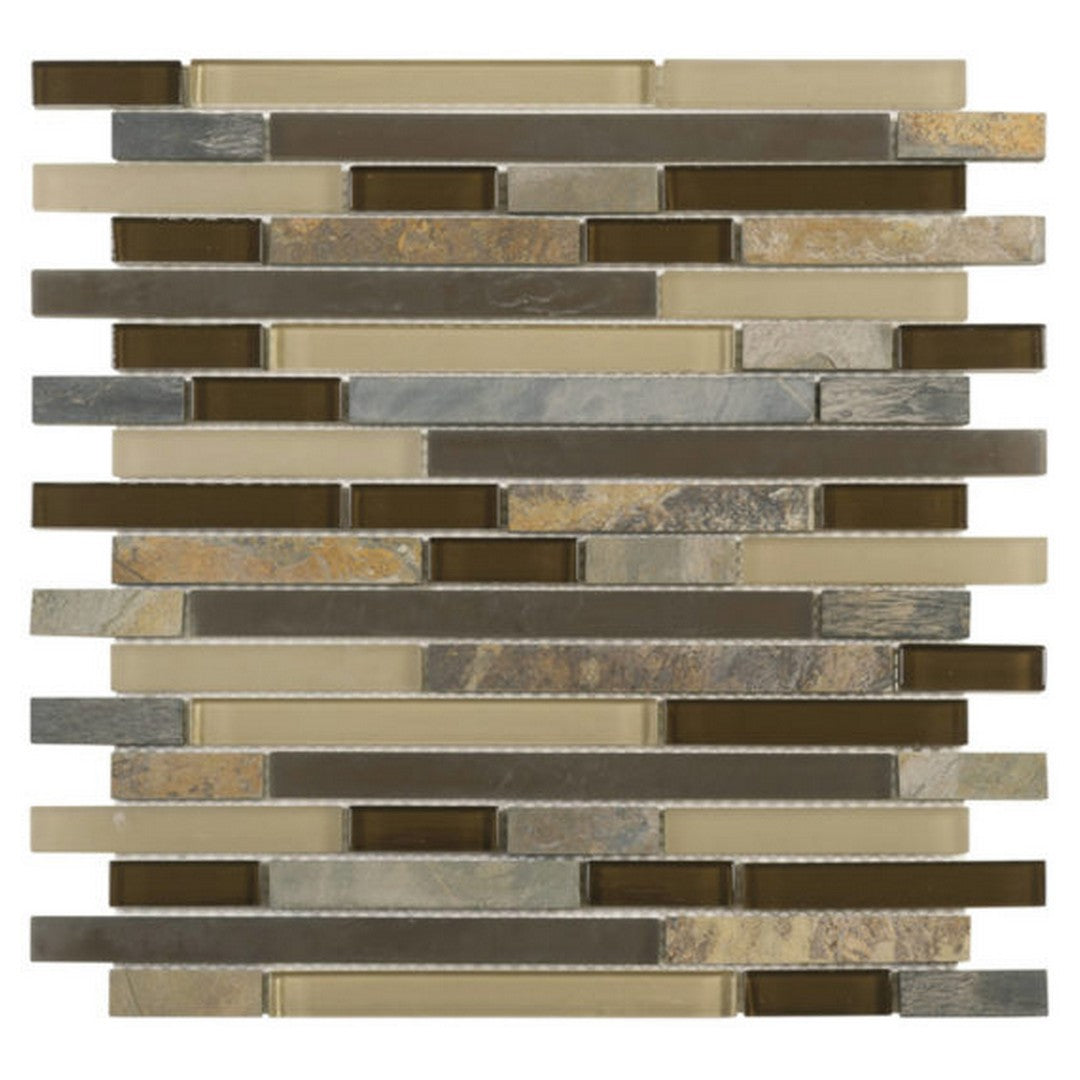 Qualis Ceramica Chelsea 11.6" x 12" Slate Glass Baguette Mosaic