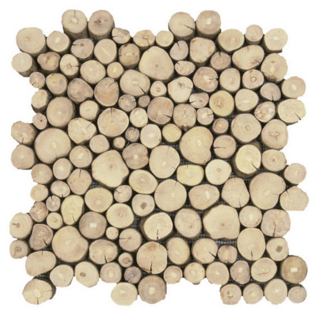 Qualis Ceramica Chelsea 12" x 12" Mixed Material Tree Wood Mosaic