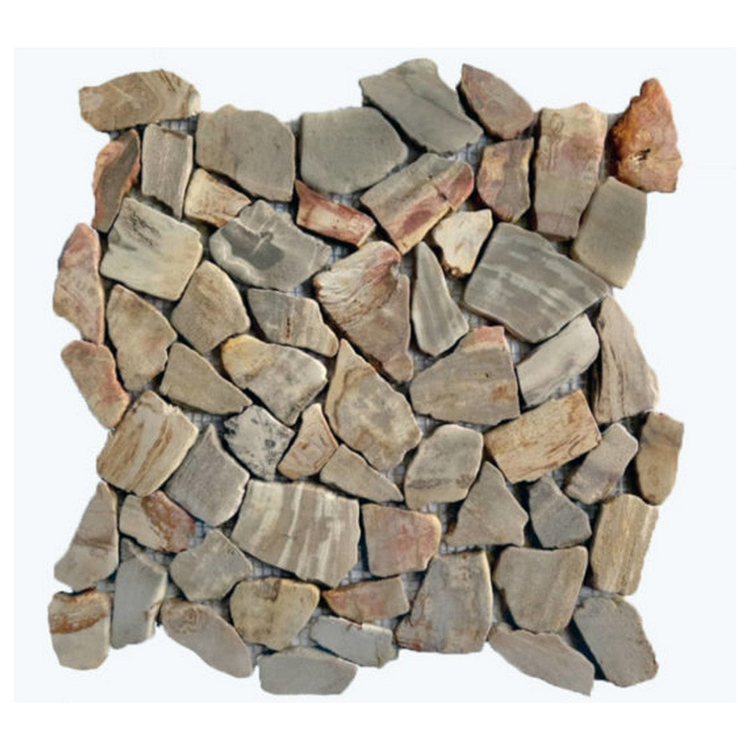 Qualis Ceramica Chelsea 12" x 12" Natural Stone Fossil Wood Mini Opus Mix Mosaic