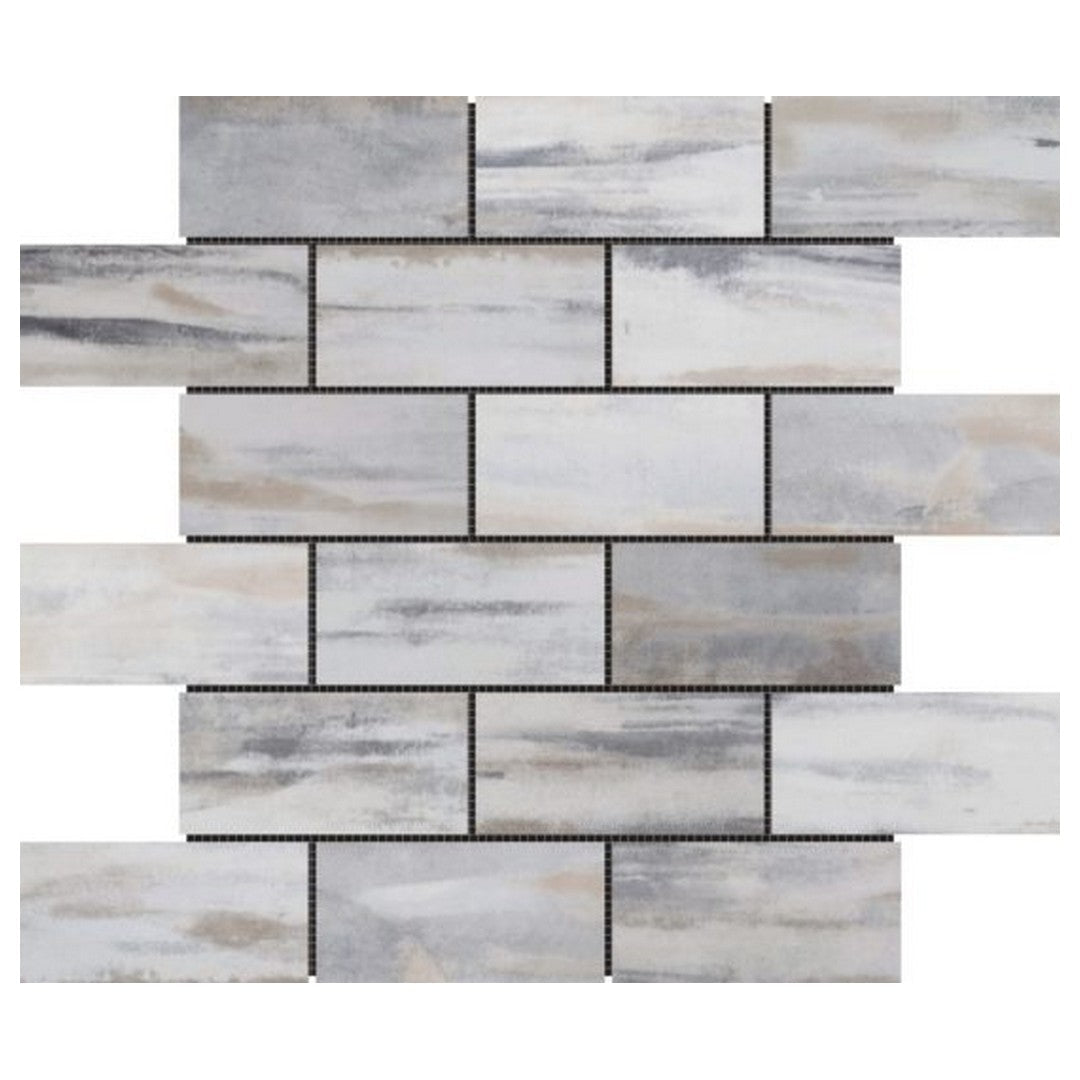 QC Chelsea 12" x 12" Slate Ceramic 2x4" Mix Rough Surface Mosaic