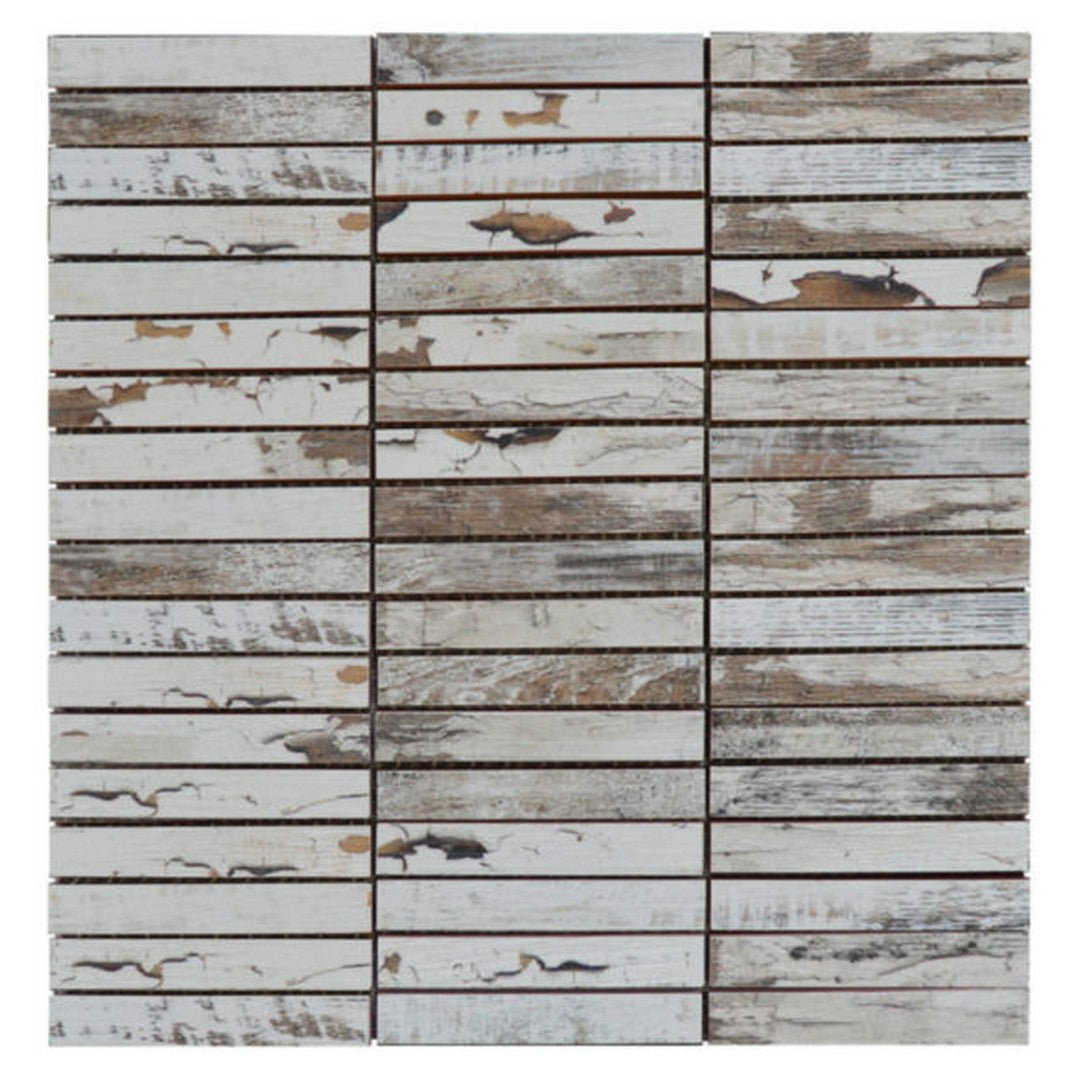 Qualis Ceramica Chelsea 12" x 12" Ceramic 0.7x4" Wood Rectangles Mosaic