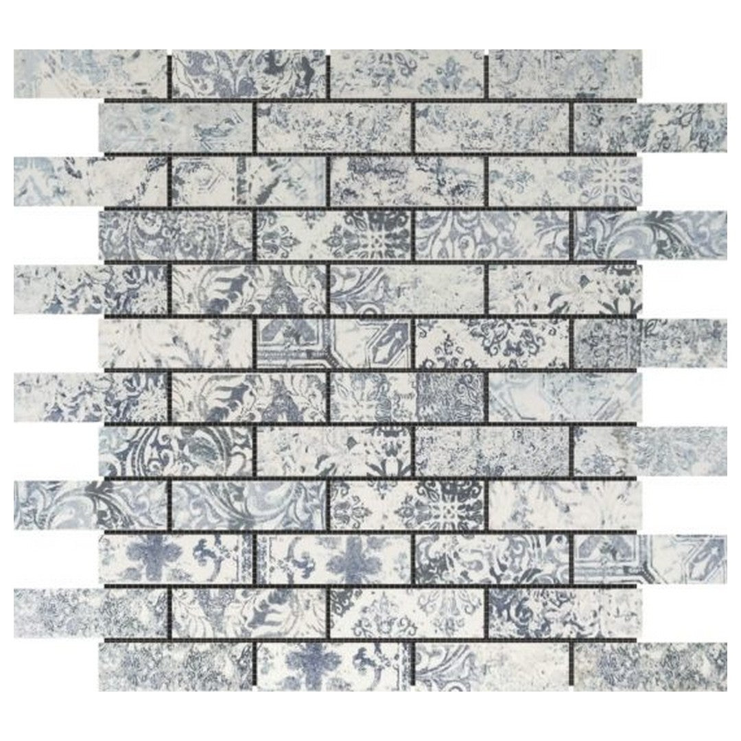 Qualis Ceramica Chelsea 12" x 12" Matte Porcelain 1x3" Pattern Deco Brick Mosaic
