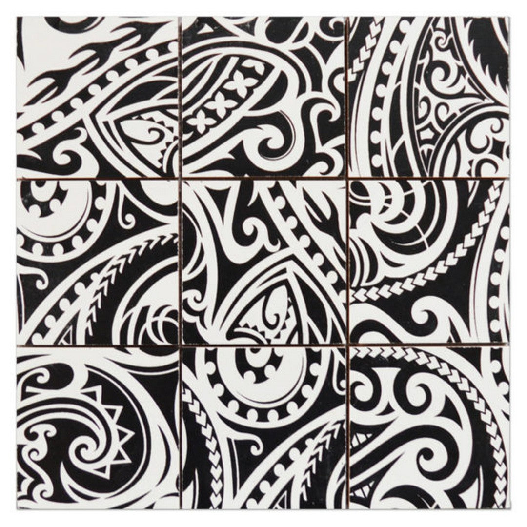 Qualis Ceramica Chelsea 12" x 12" Ceramic 4" Maori Native Series Mosaic