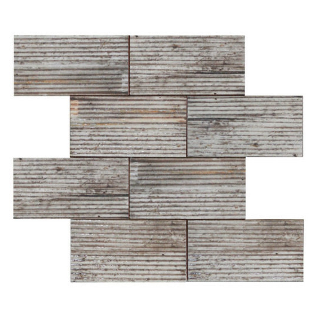 Qualis Ceramica Chelsea 12" x 12" Ceramic 2.8x6" Linear Relief Pattern Mosaic