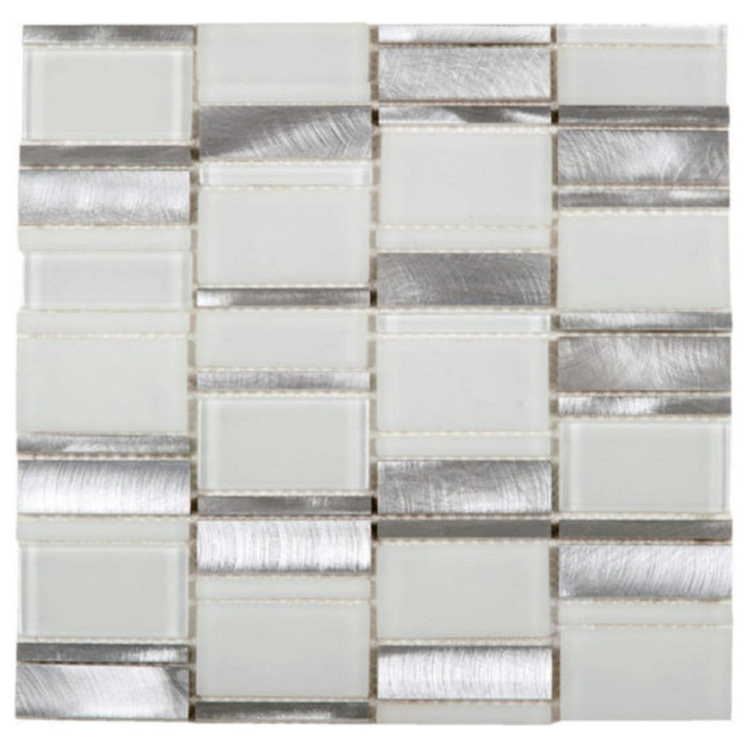 Qualis Ceramica Chelsea 11.8" x 11.8" Glass & Aluminum Mix Mosaic