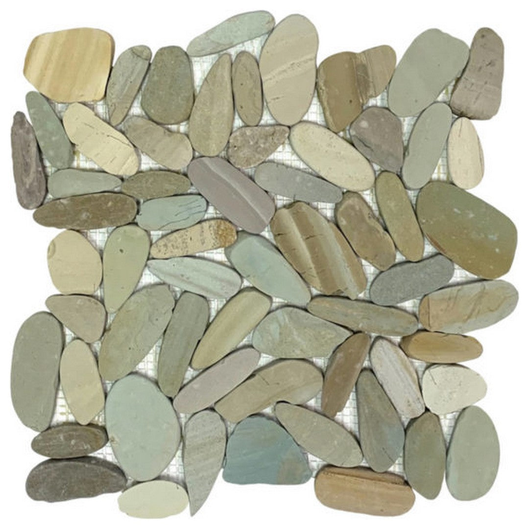 Qualis Ceramica Chelsea 12" x 12" Matte Natural Stone Sliced Pebble Mosaic