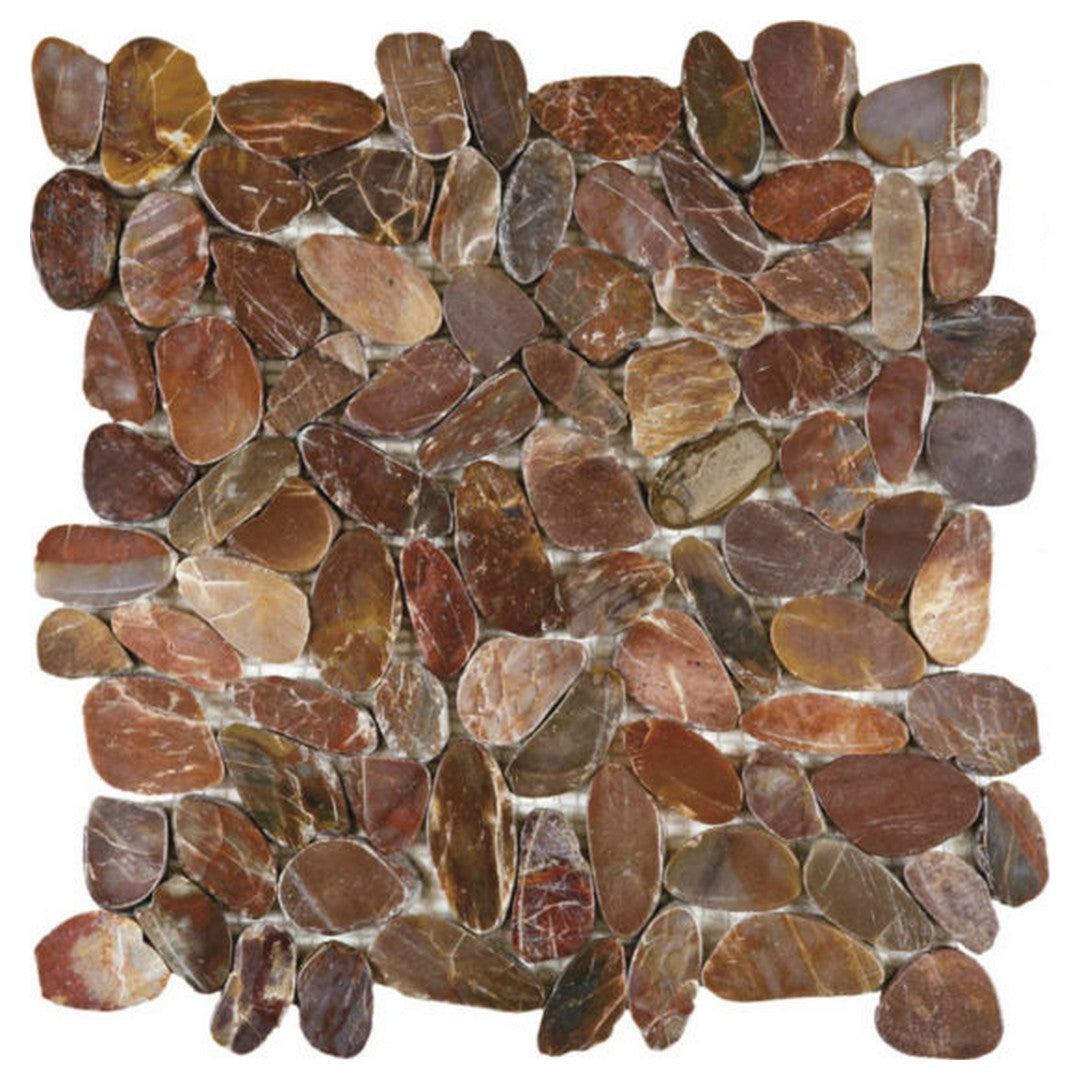 QC Chelsea 12" x 12" Polished Natural Stone Sliced Pebble Mosaic