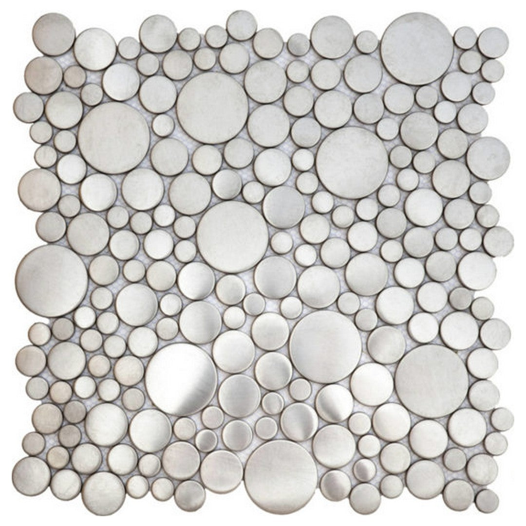 Qualis Ceramica Chelsea 12.2" x 12.2" Metal Penny Rounds Inox Mosaic