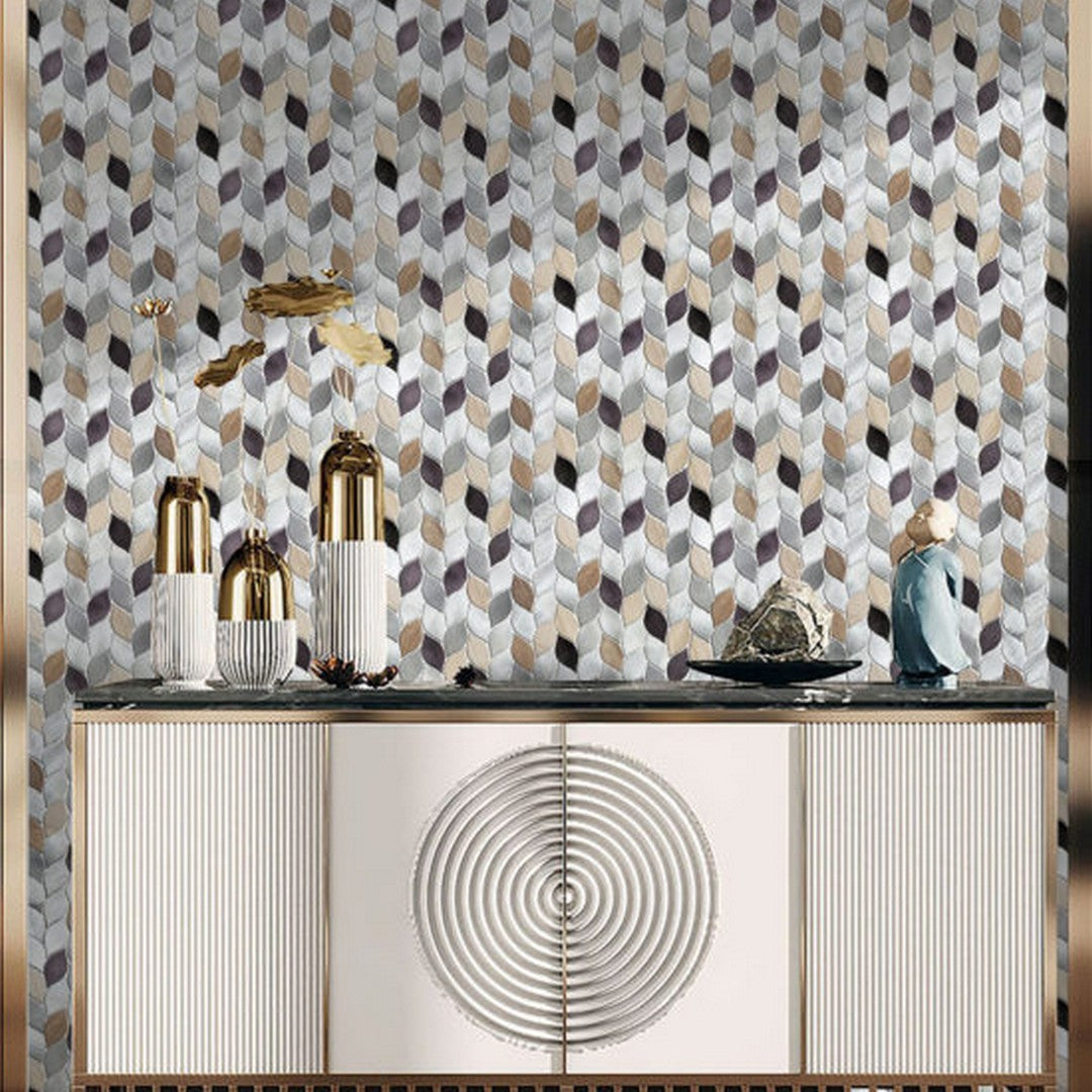 Qualis-Ceramica-Chelsea-11-x-12-Aluminum-&-Marble-Leaves-19-Mosaic-Grey-Brown