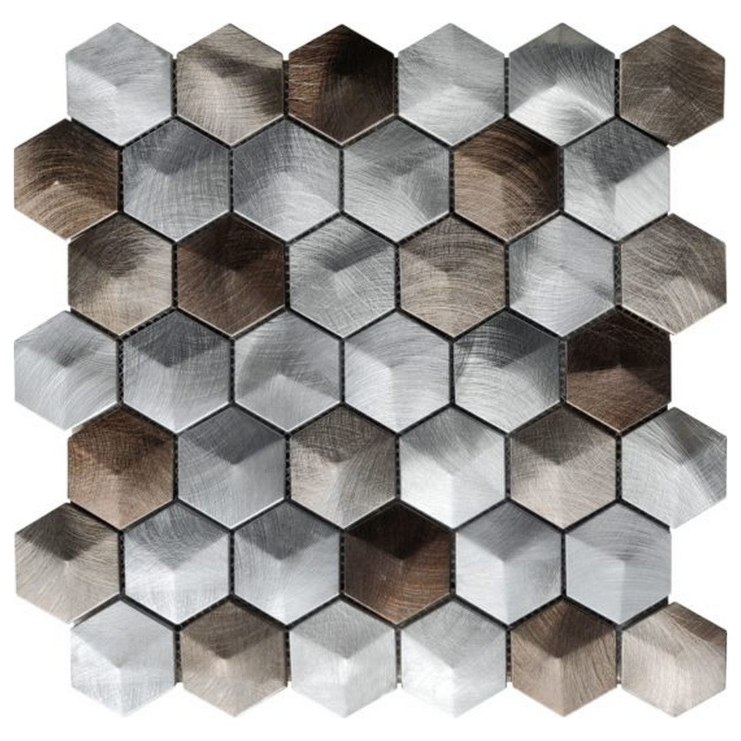 Qualis Ceramica Chelsea 12" x 12" Aluminum Hex Mosaic