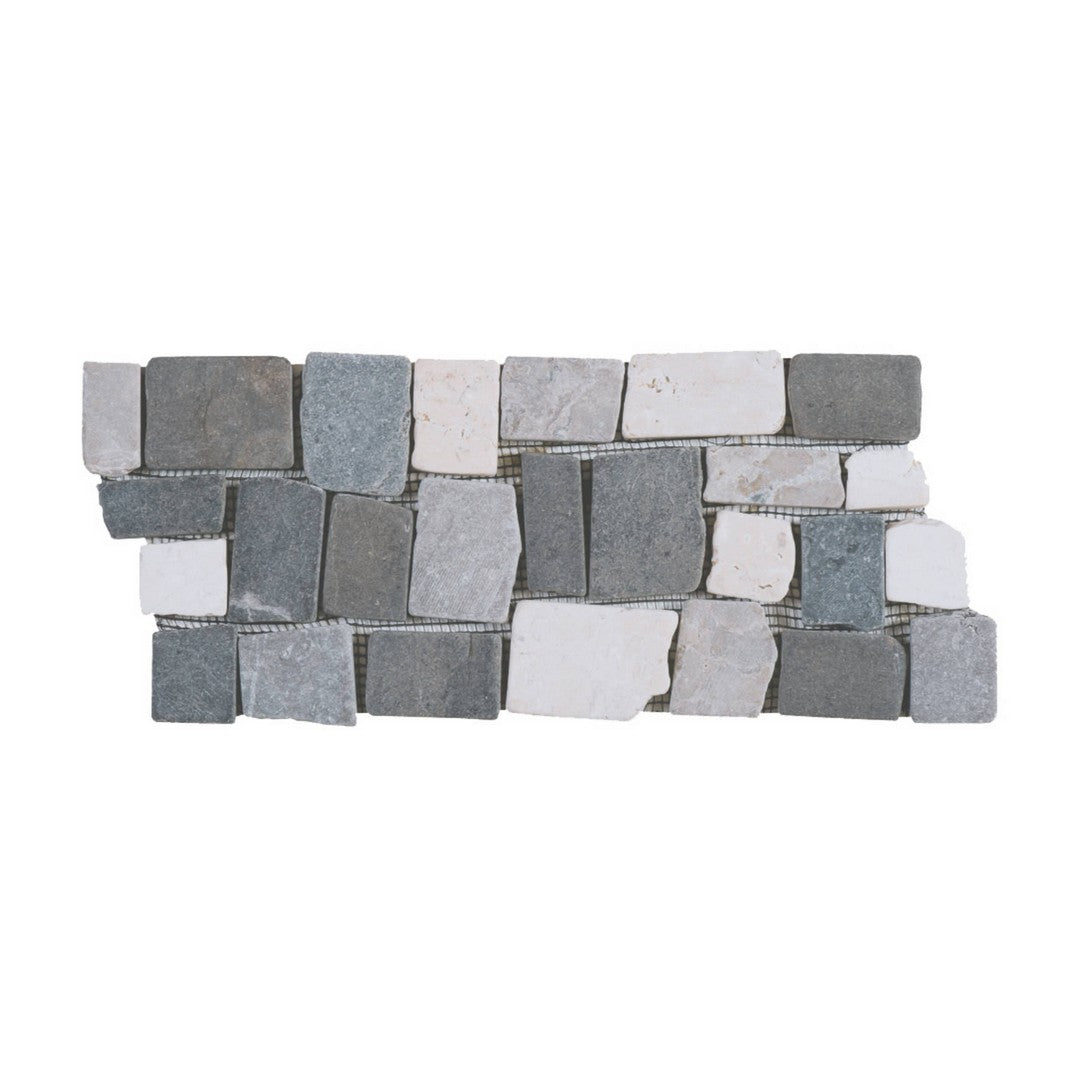 Qualis Ceramica Chelsea 5.5" x 12" Natural Stone Cubic Marble Opus Border