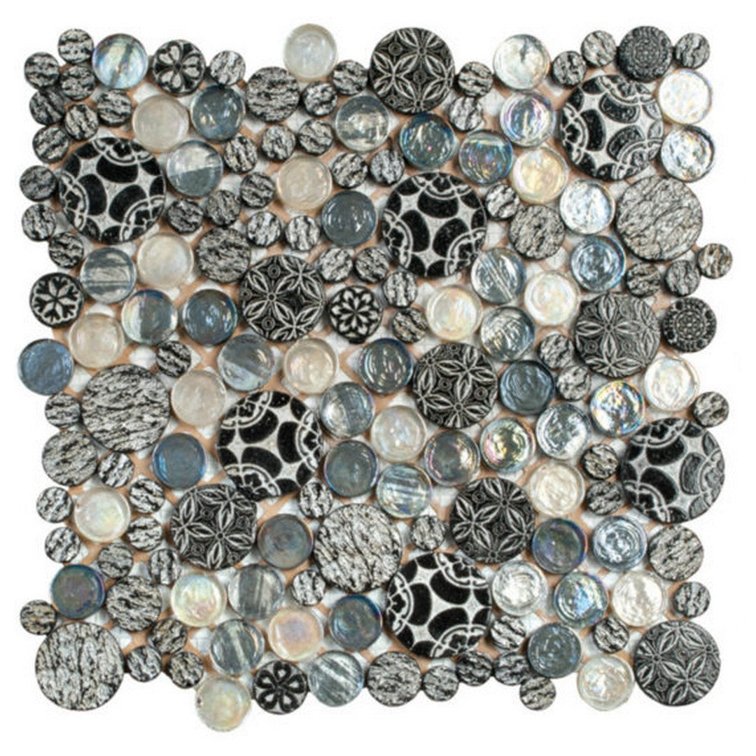 Qualis Ceramica Chelsea 12" x 12" Mixed Material Penny Round Decor/Glass Mosaic
