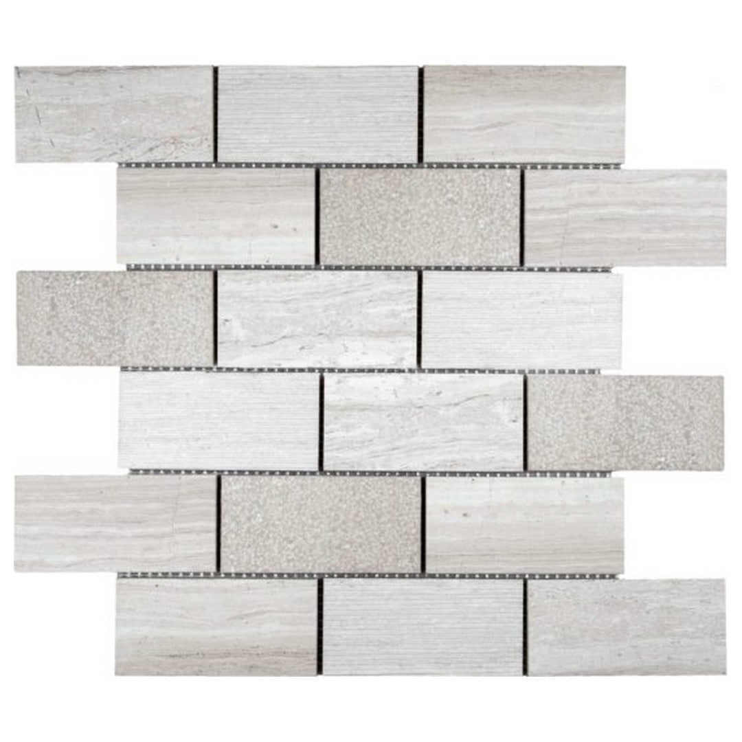 Qualis Ceramica Chelsea 12" x 12" Natural Stone 5x10cm Limestone Mosaic