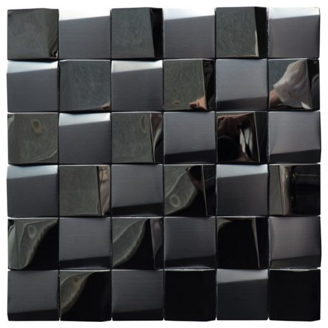 Qualis Ceramica Chelsea 12" x 12" Glass 2" 3D Metal Mosaic