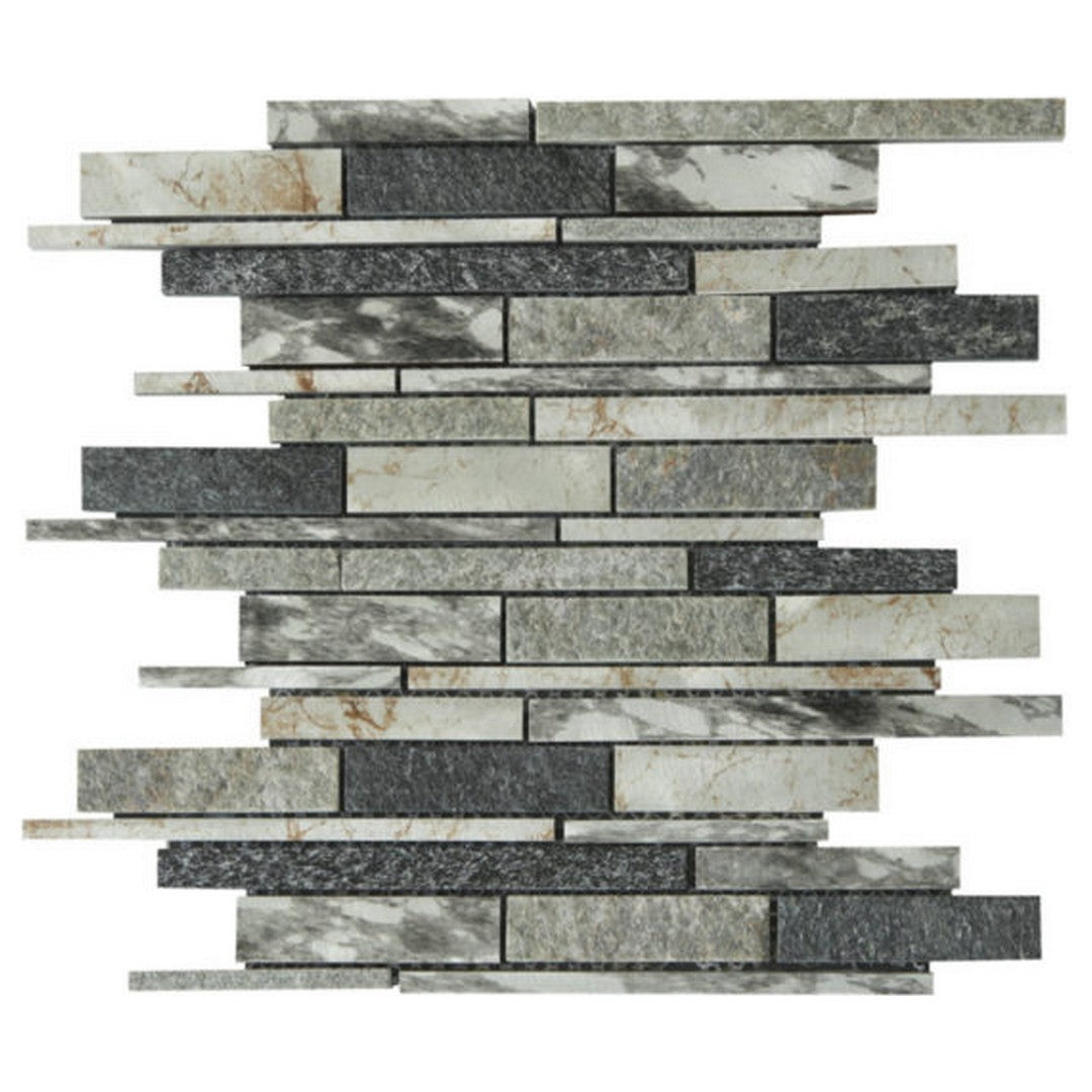 Qualis Ceramica Chelsea 12" x 12" Mixed Material Mix Stone Baguette Mosaic
