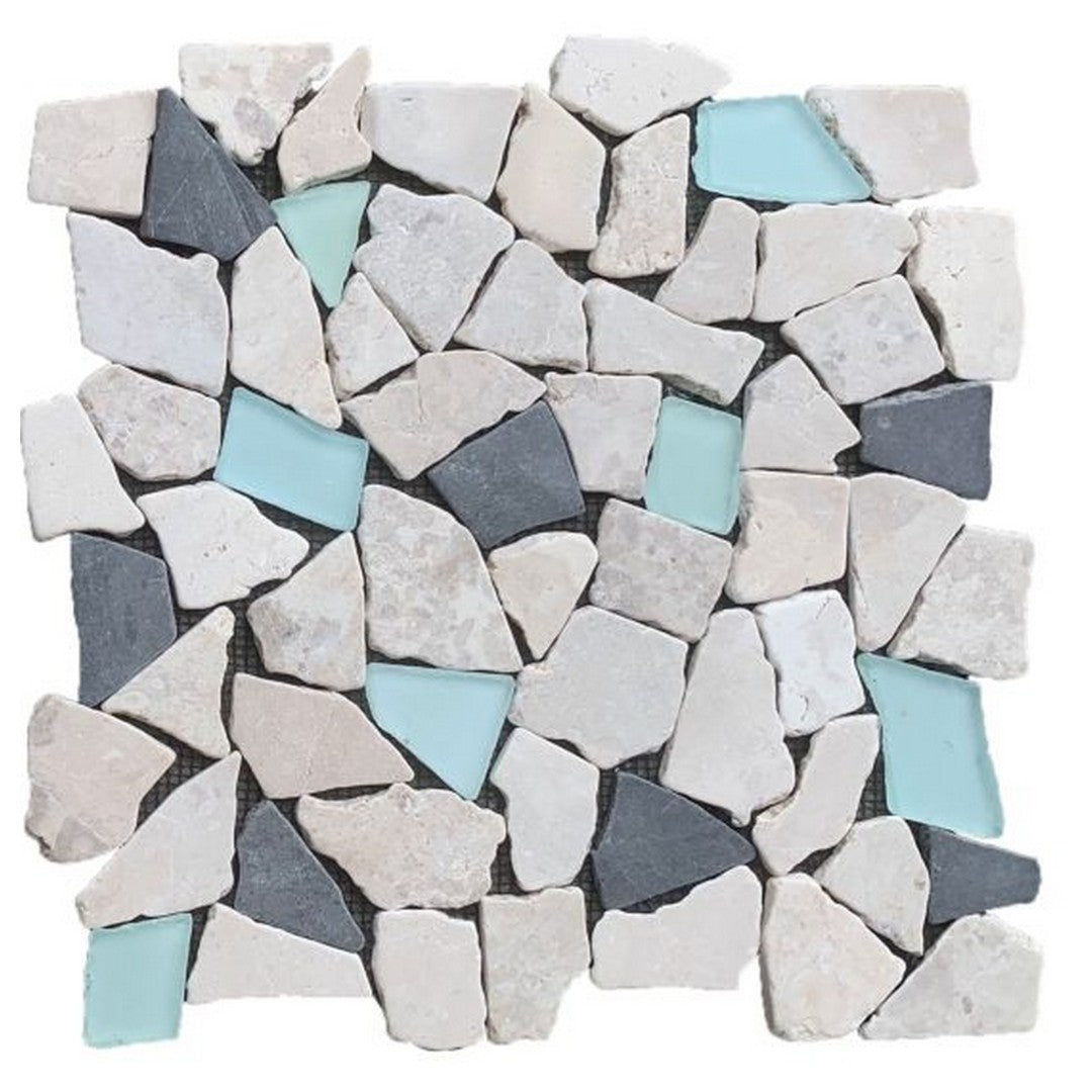Qualis Ceramica Chelsea 12" x 12" Mixed Material Mini Opus Marble Mix Glass Mosaic