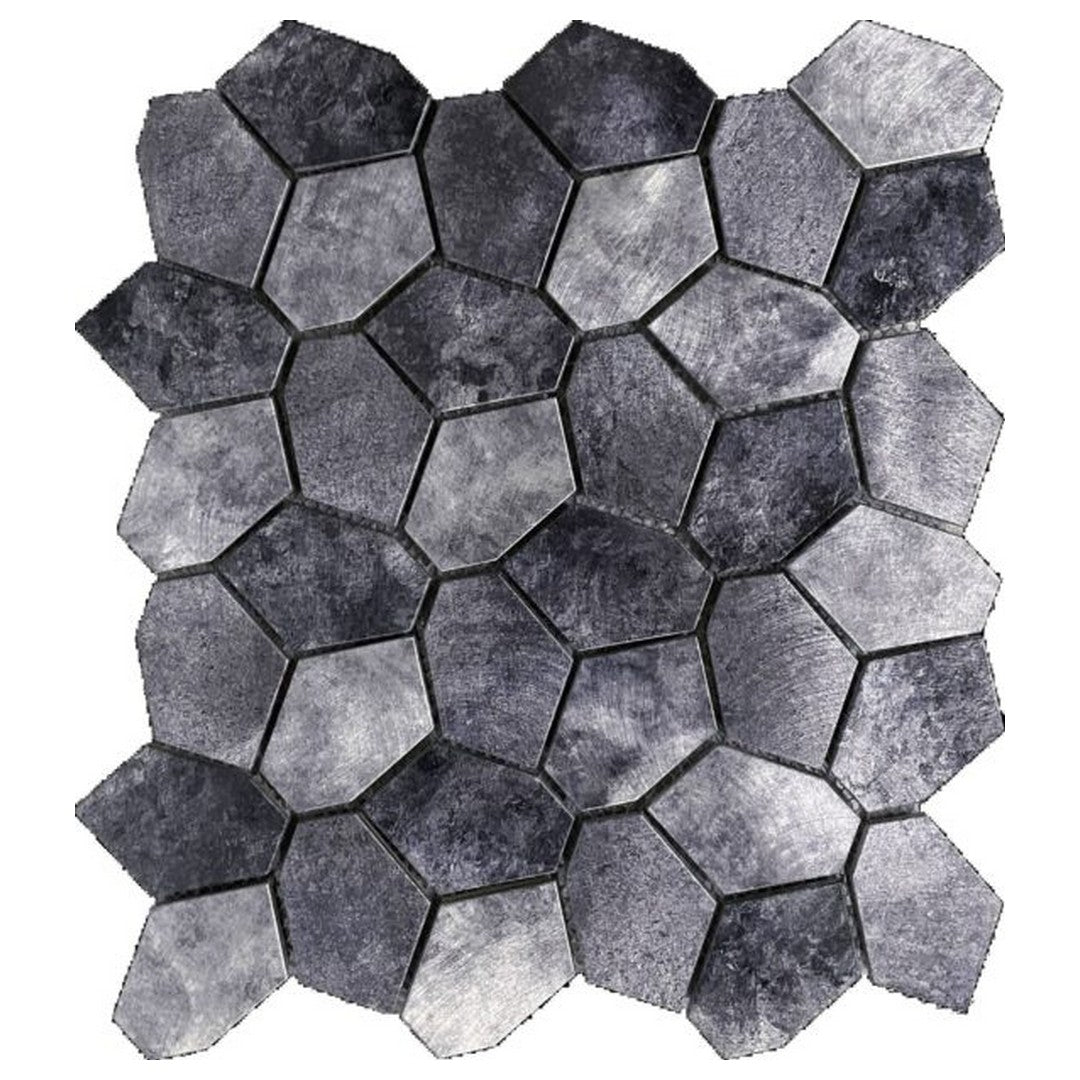 Qualis Ceramica Chelsea 11.4" x 12.2" Natural Stone Aluminum Mix Hex Mosaic