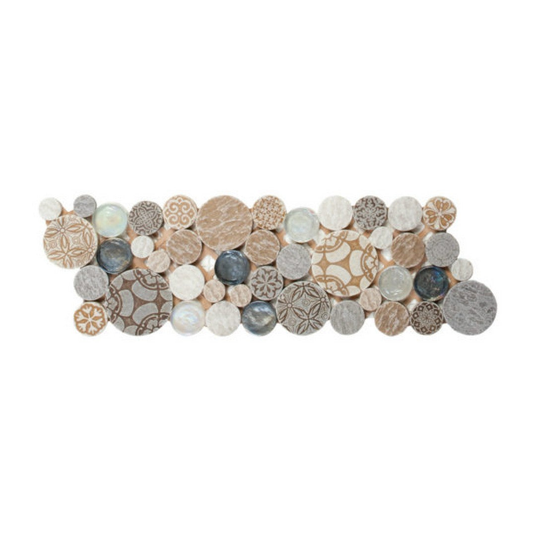 Qualis Ceramica Chelsea 4" x 12" Mixed Material Penny Round Decor Glass Border
