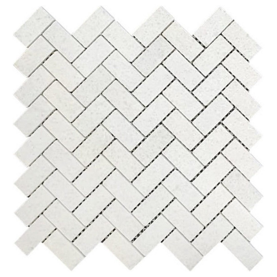 Qualis Ceramica Chelsea 11" x 11" Polished Marble 1x2" Herringbone Mosaic