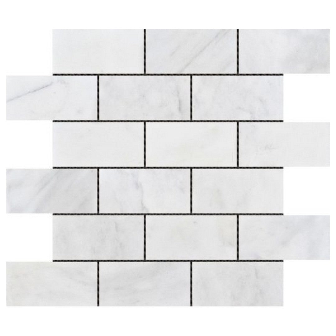 Qualis Ceramica Chelsea 12" x 12" Marble 2x4" Brick Pattern Mosaic
