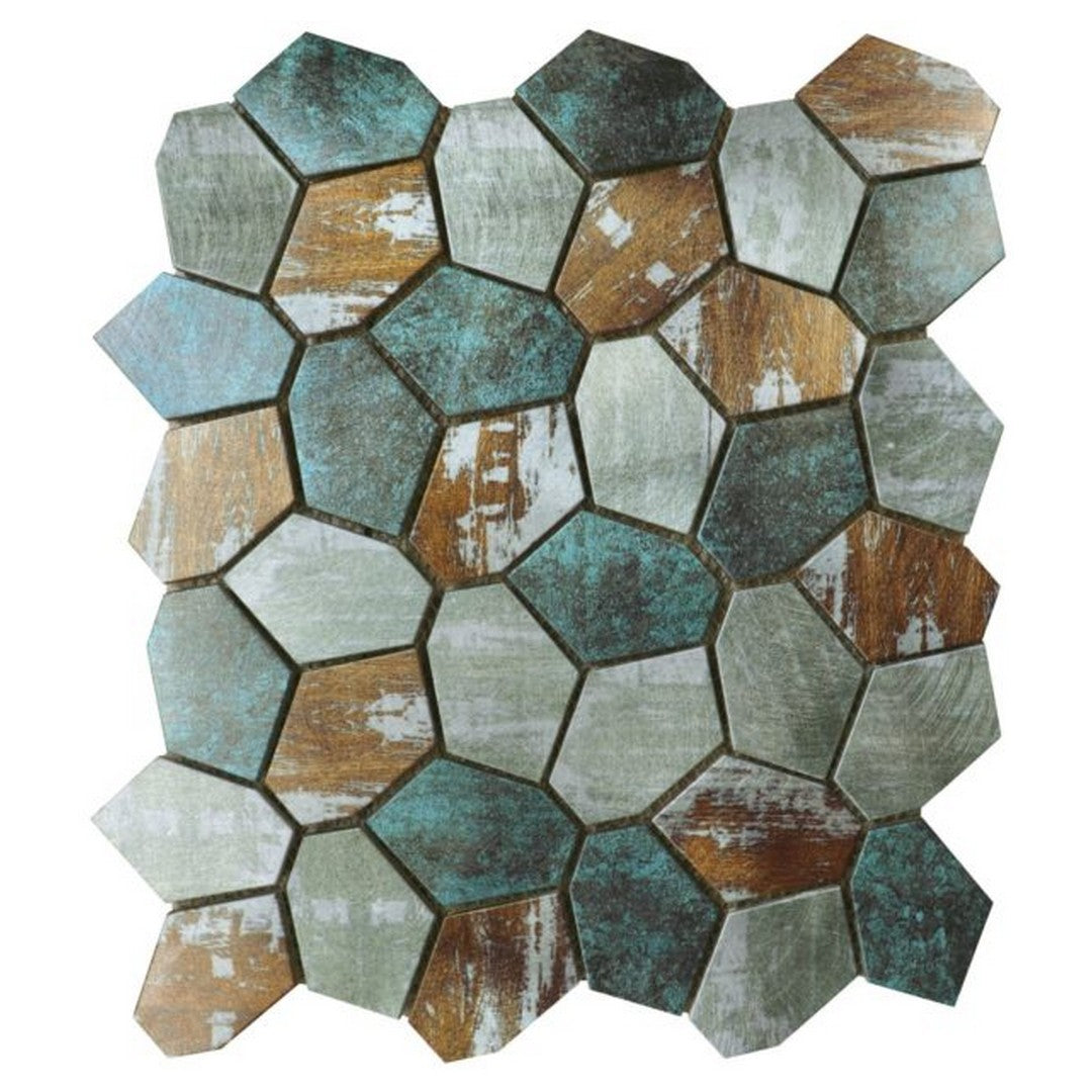 Qualis Ceramica Chelsea 11.4" x 12.2" Aluminum Mix Hex Mosaic