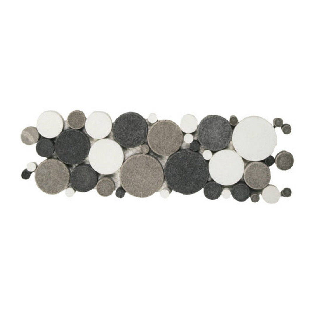 Qualis Ceramica Chelsea 4" x 12" Natural Stone Reconstituted Round Mosaic Border