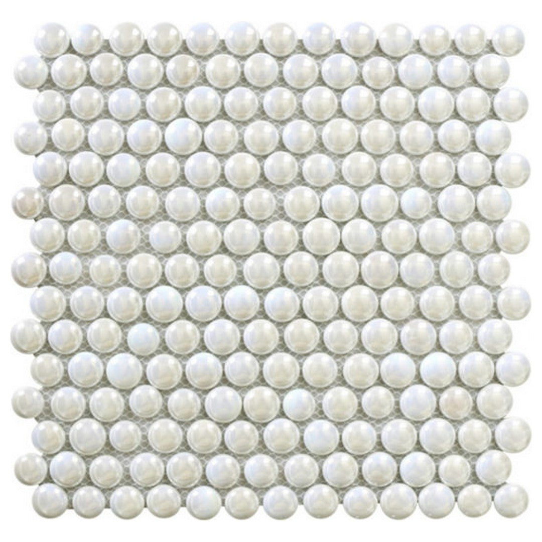 Qualis Ceramica Chelsea 11.5" x 12" Glass Penny Round Pebbles Mosaic