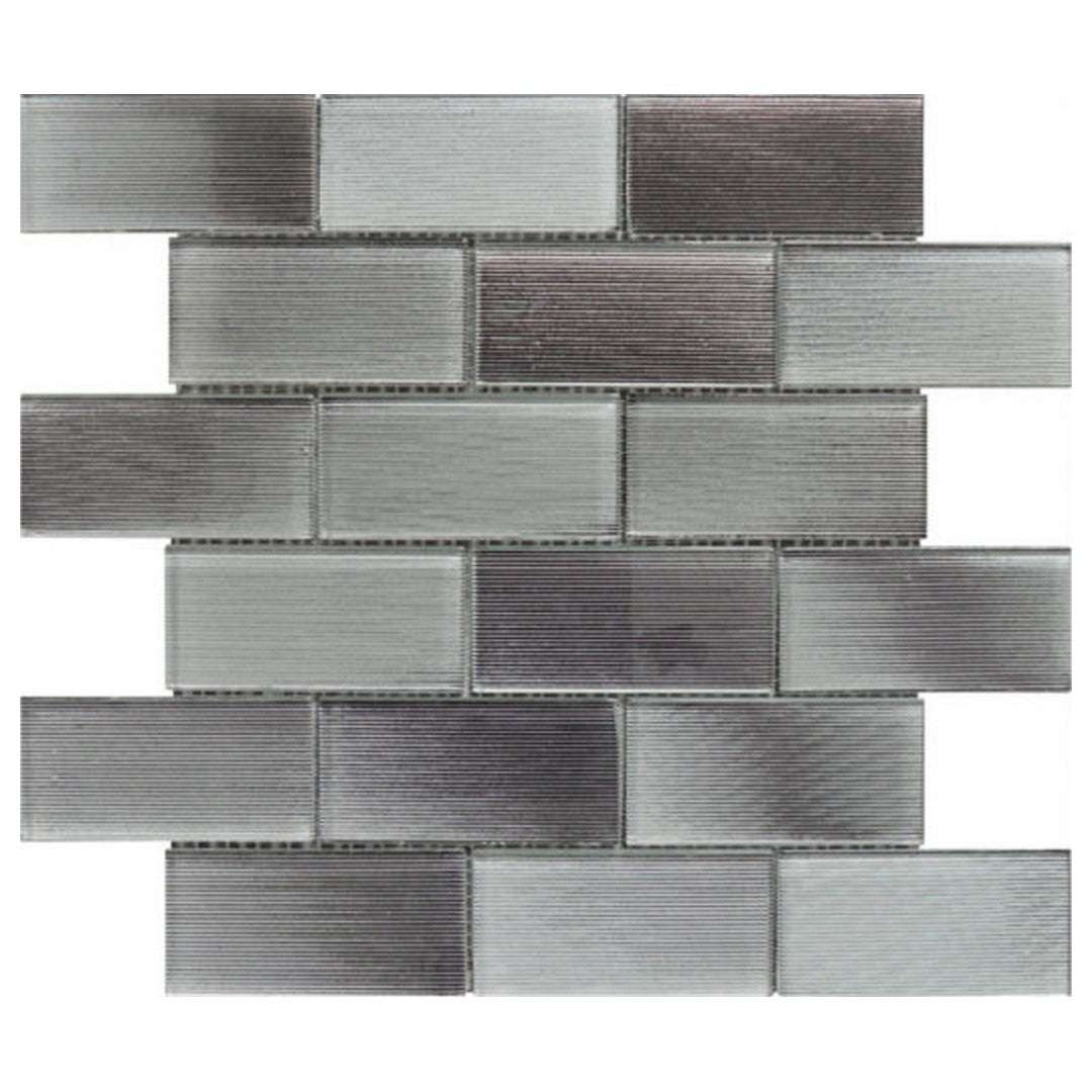 Qualis Ceramica Chelsea 12" x 12" Glass 2x4" Linear Brick Pattern Mosaic