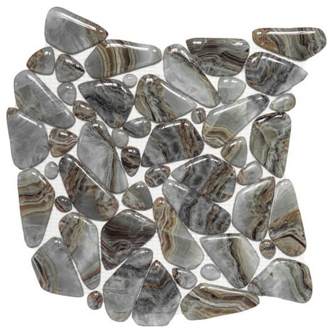 Qualis Ceramica Chelsea 12" x 12" Glass Pebble Marble Pattern Mix Mosaic