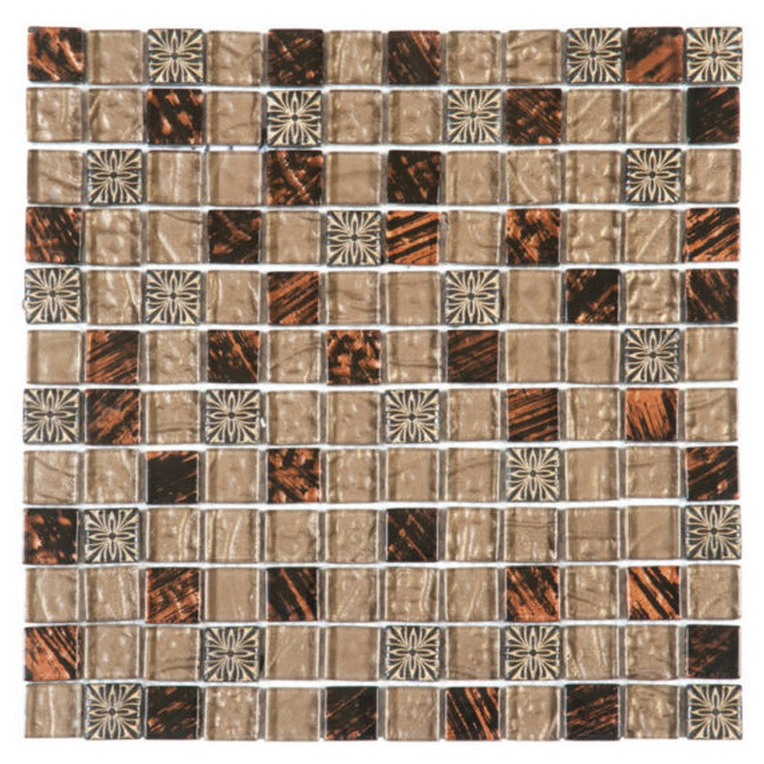 Qualis Ceramica Chelsea 12" x 12" Natural Stone 7/8" Decor Mix Marble Glass Mosaic
