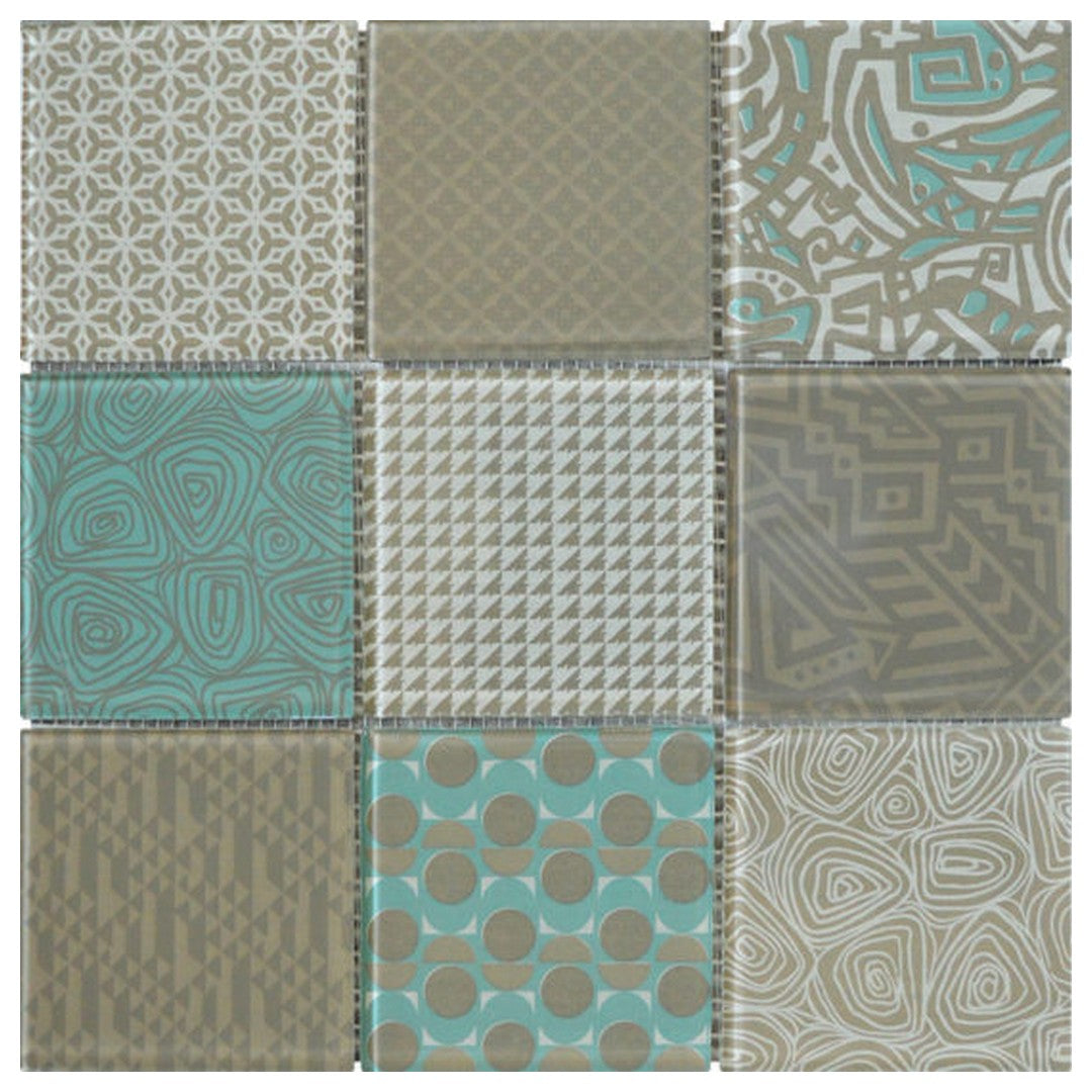 Qualis Ceramica Chelsea 12" x 12" Glass 4" Geometric Random Pattern Mosaic