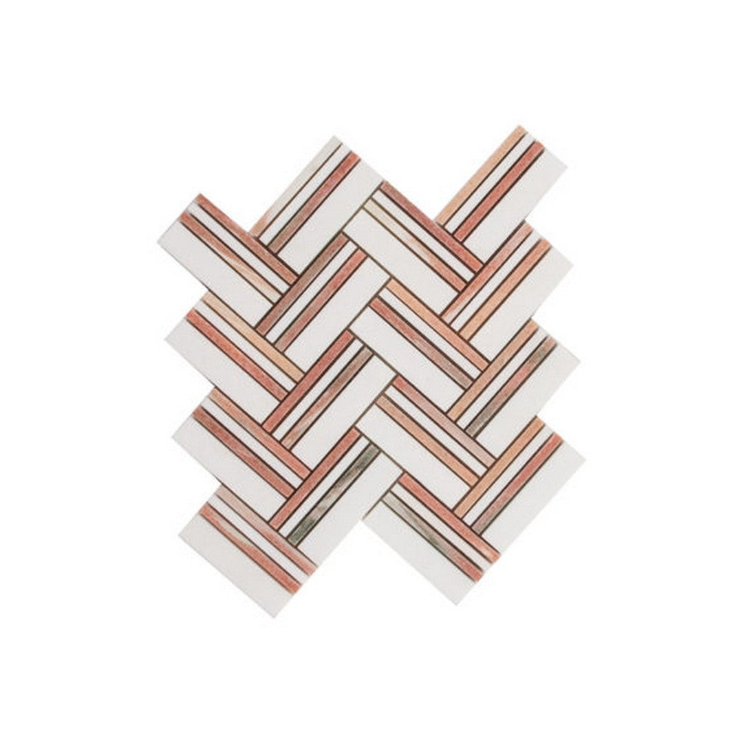 Qualis Ceramica Hamptons 9" x 10" Polished Marble Weave Mosaic