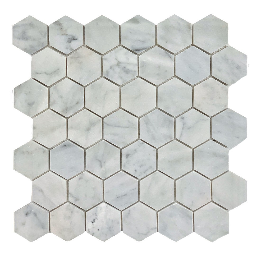 Rickert Carrara 12" x 12" Honed Marble 2" Hexagon Mosaic