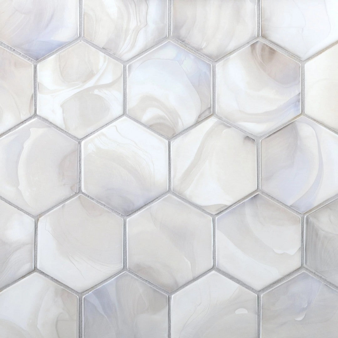 Rickert Shimmer 10.83" x 12.52" Polished Glass 3" Hexagon Mosaic