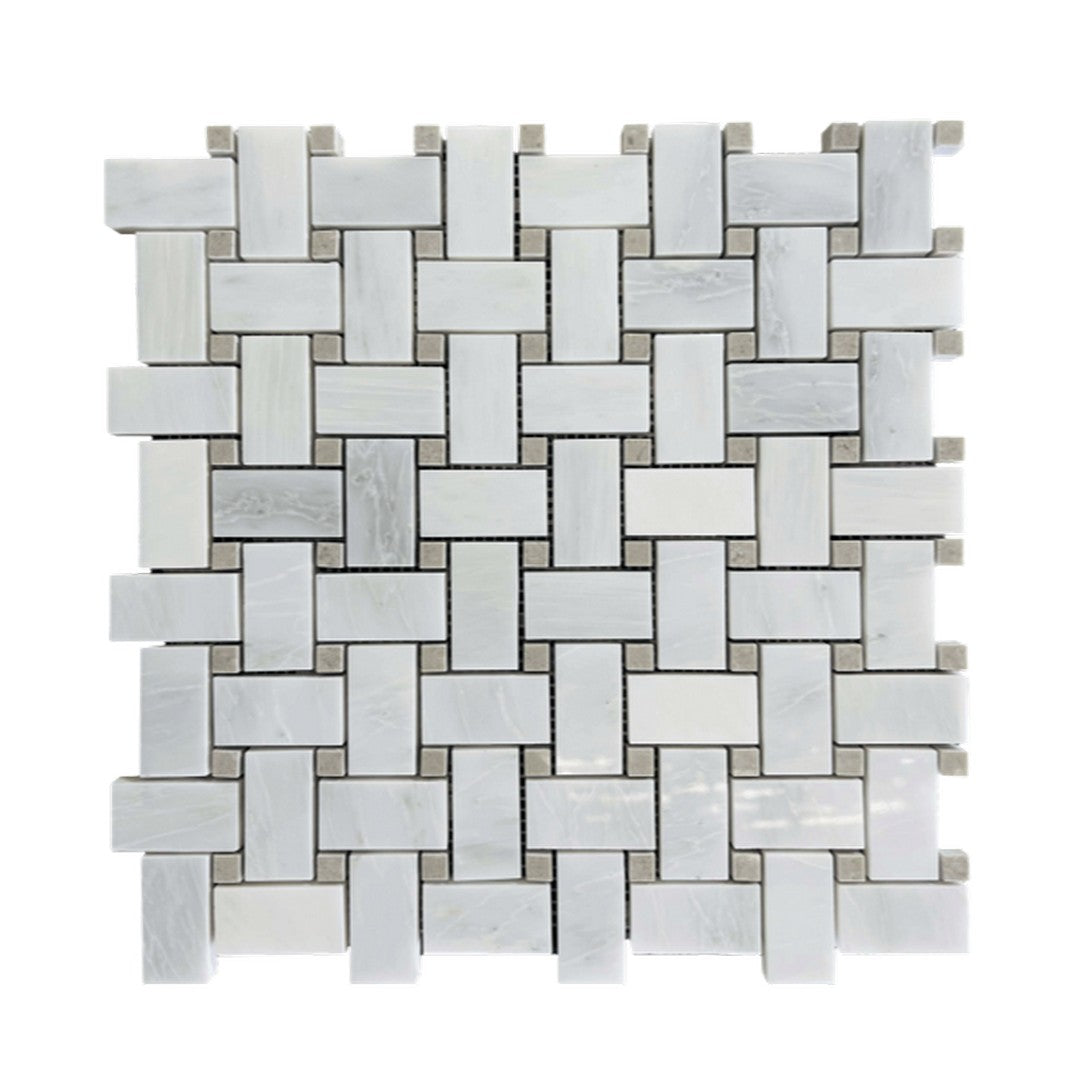 Rickert Oriental Basketweave 12" x 12" Polished Marble Mosaic